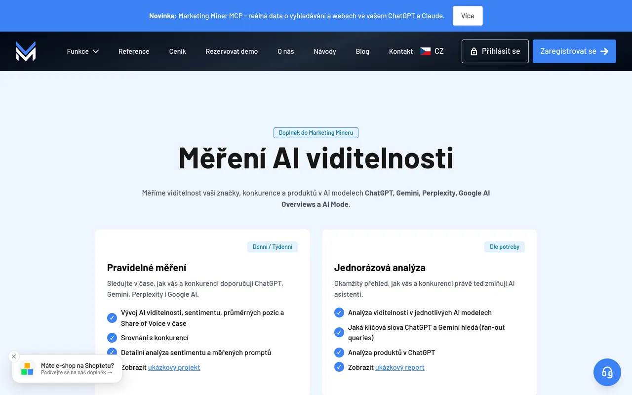 Náhled nástroje Marketing Miner