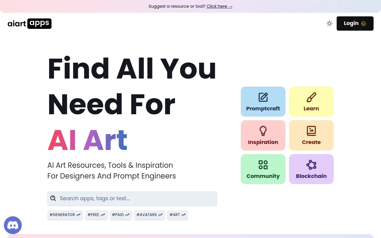 Náhled nástroje AI Art Apps Database