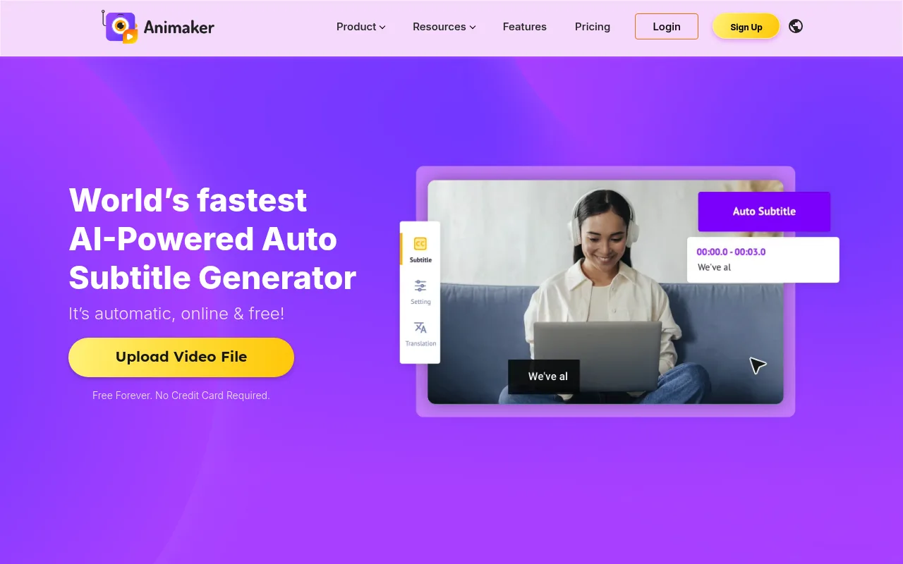 Náhled nástroje Animakerer Subtitle Generator