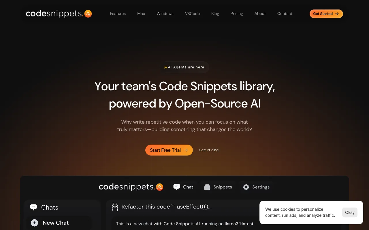 Náhled nástroje Code Snippets AI