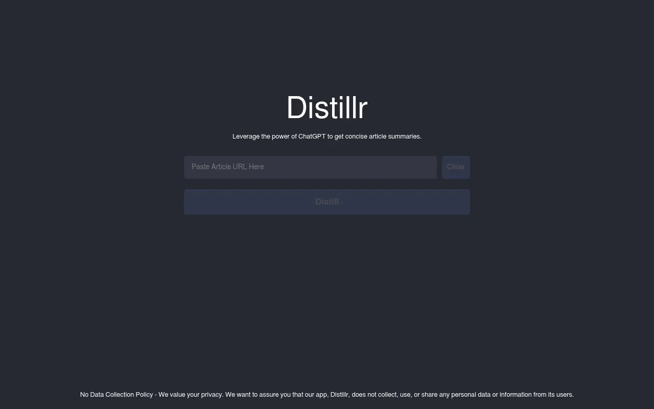 Náhled nástroje Distillr