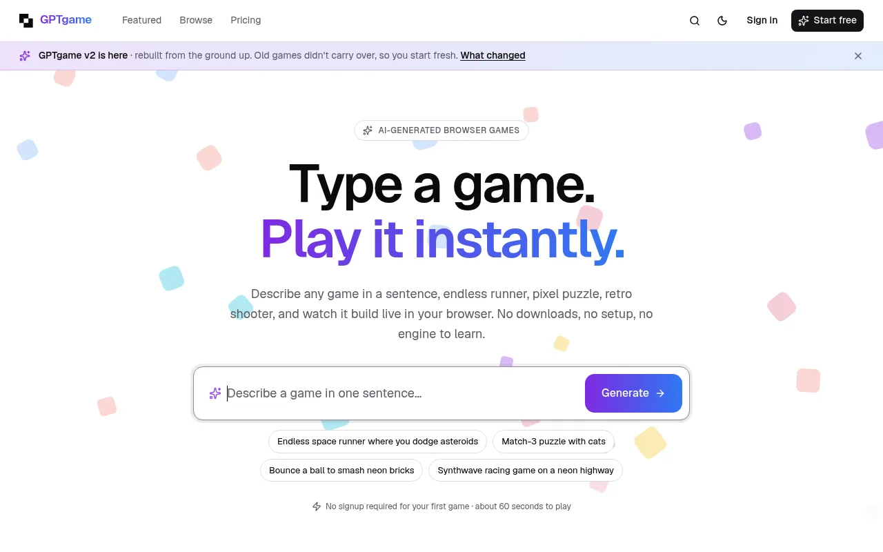 Náhled nástroje GPTGame