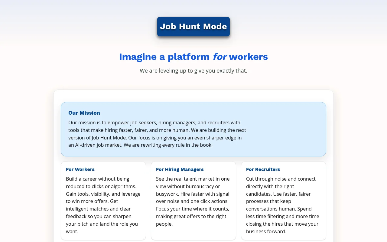 Náhled nástroje Job Hunt Mode