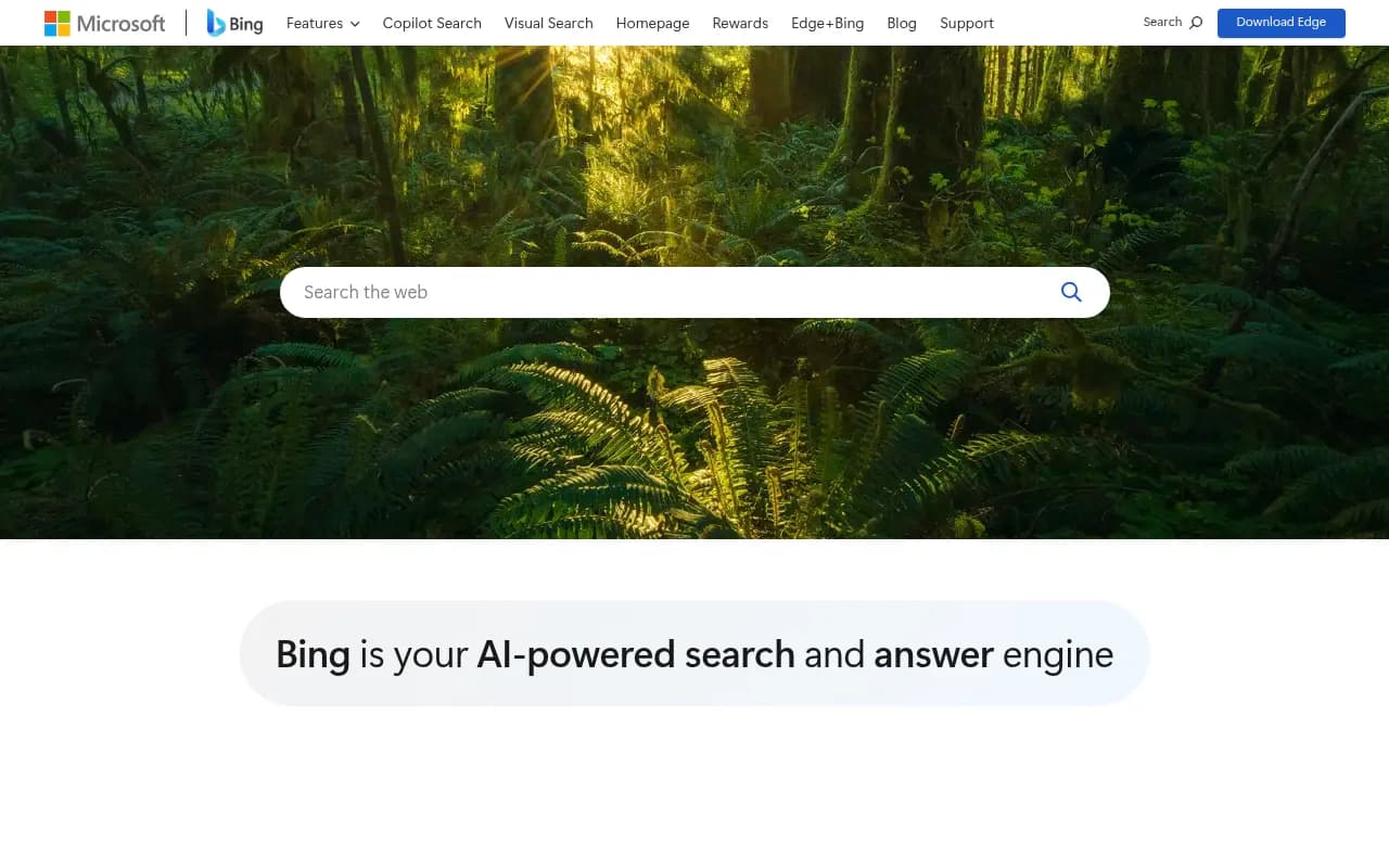 Náhled nástroje Microsoft Bing