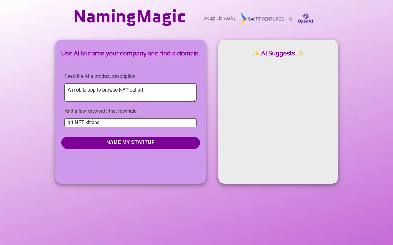 Náhled nástroje Naming Magic