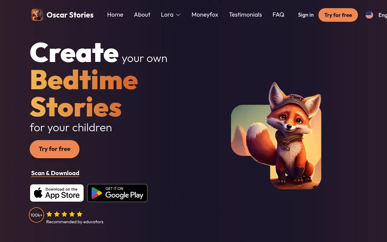 Náhled nástroje Oscar - bedtime story generator
