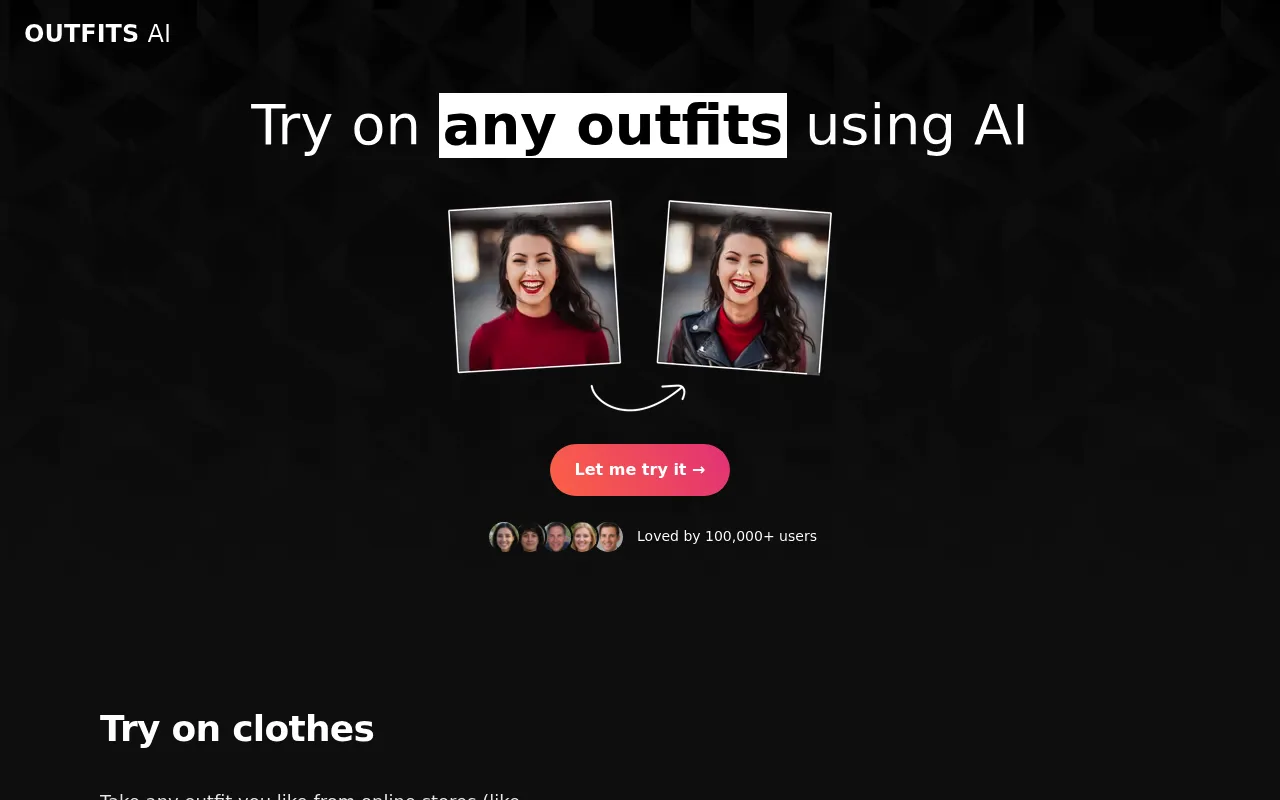 Náhled nástroje Outfits AI