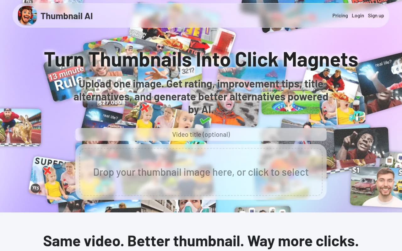 Náhled nástroje ThumbnailAi