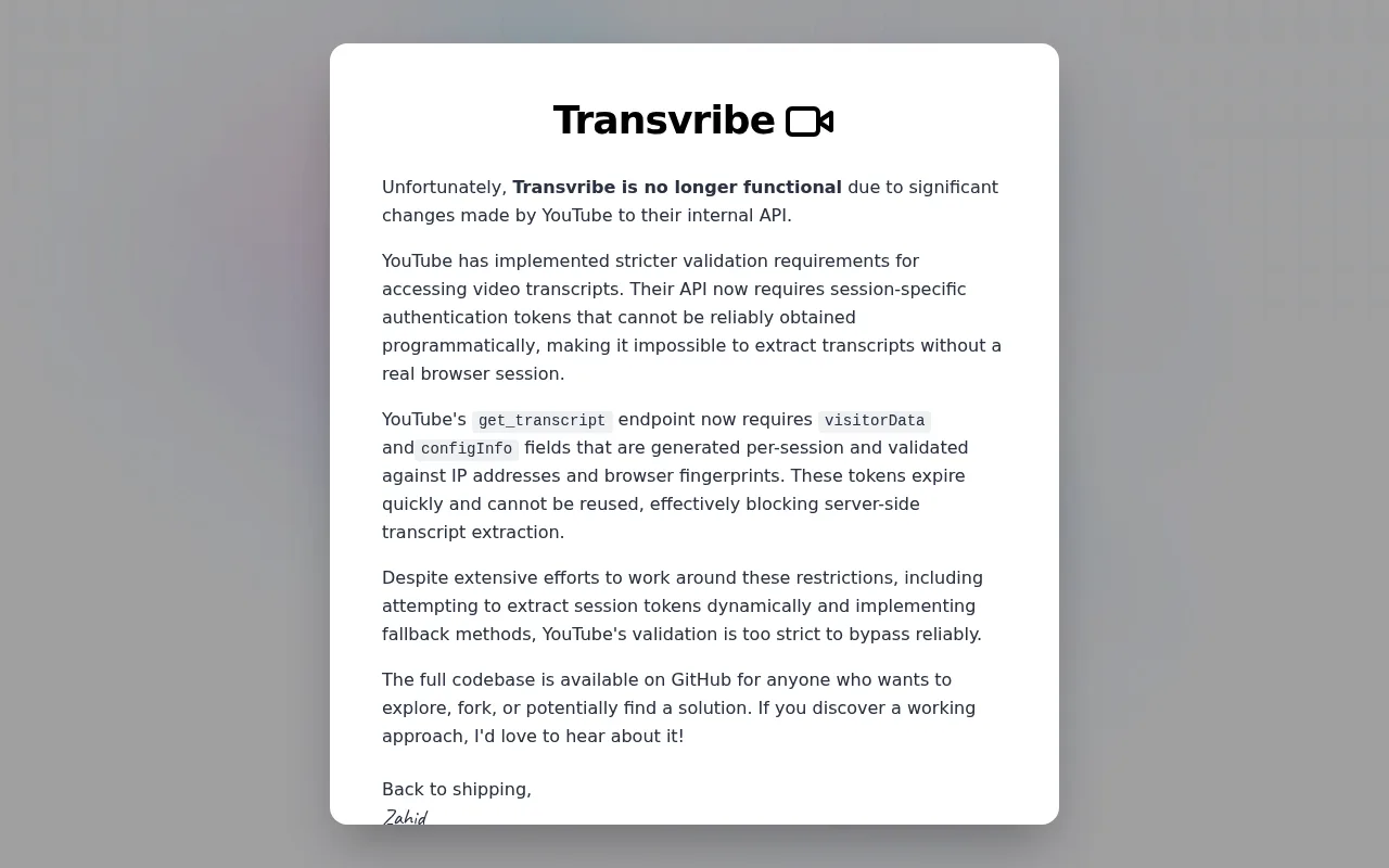 Náhled nástroje Transvribe